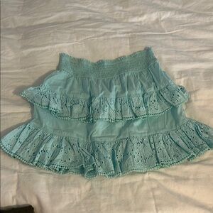 Aqua Eyelet Ruffle Skirt